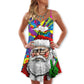 Christmas Hippie Santa Style – Women's Summer Sleeveless V-Neck Camisole Dress