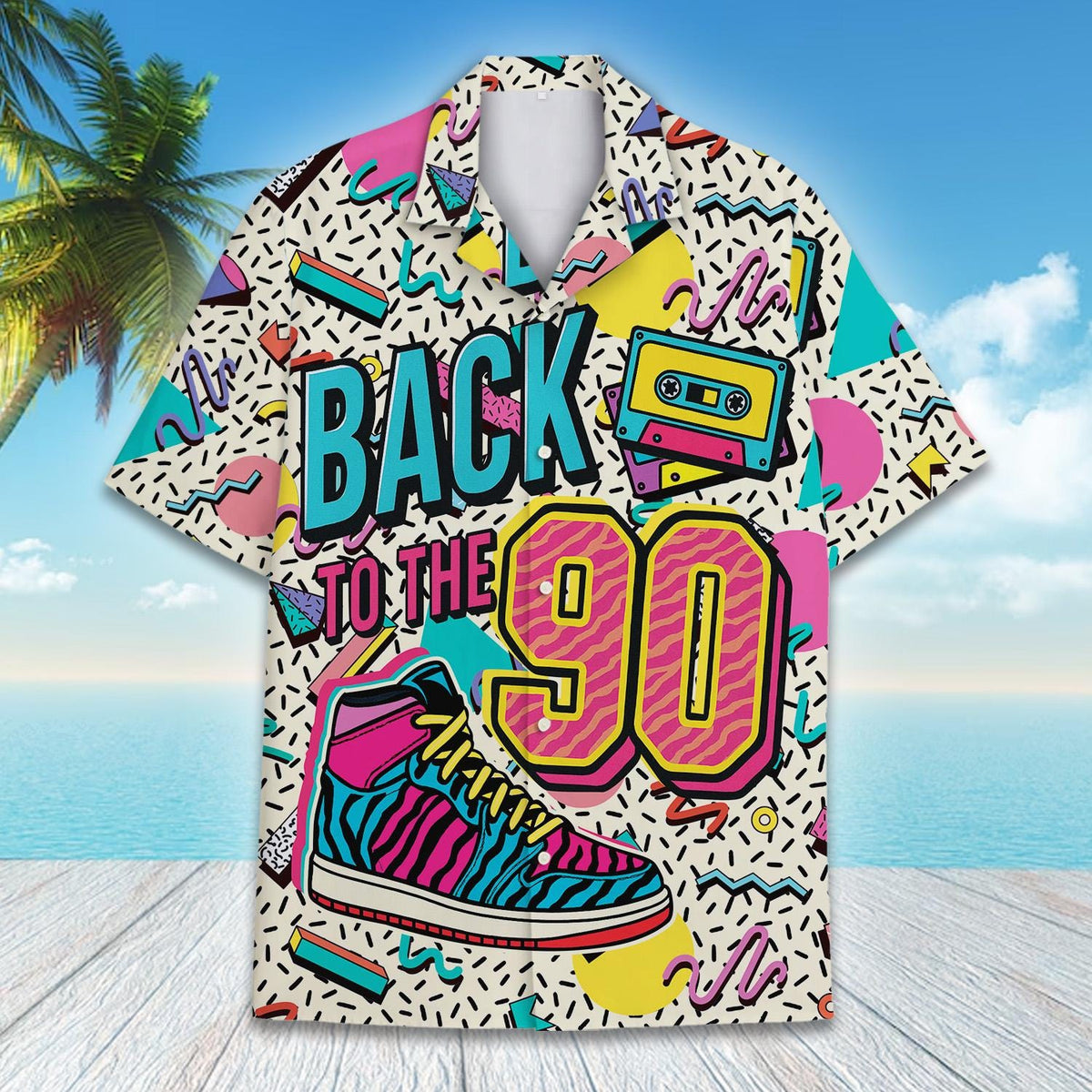 Retro 90s Neon Cassette Sneaker Vintage Party – Hawaiian Shirt