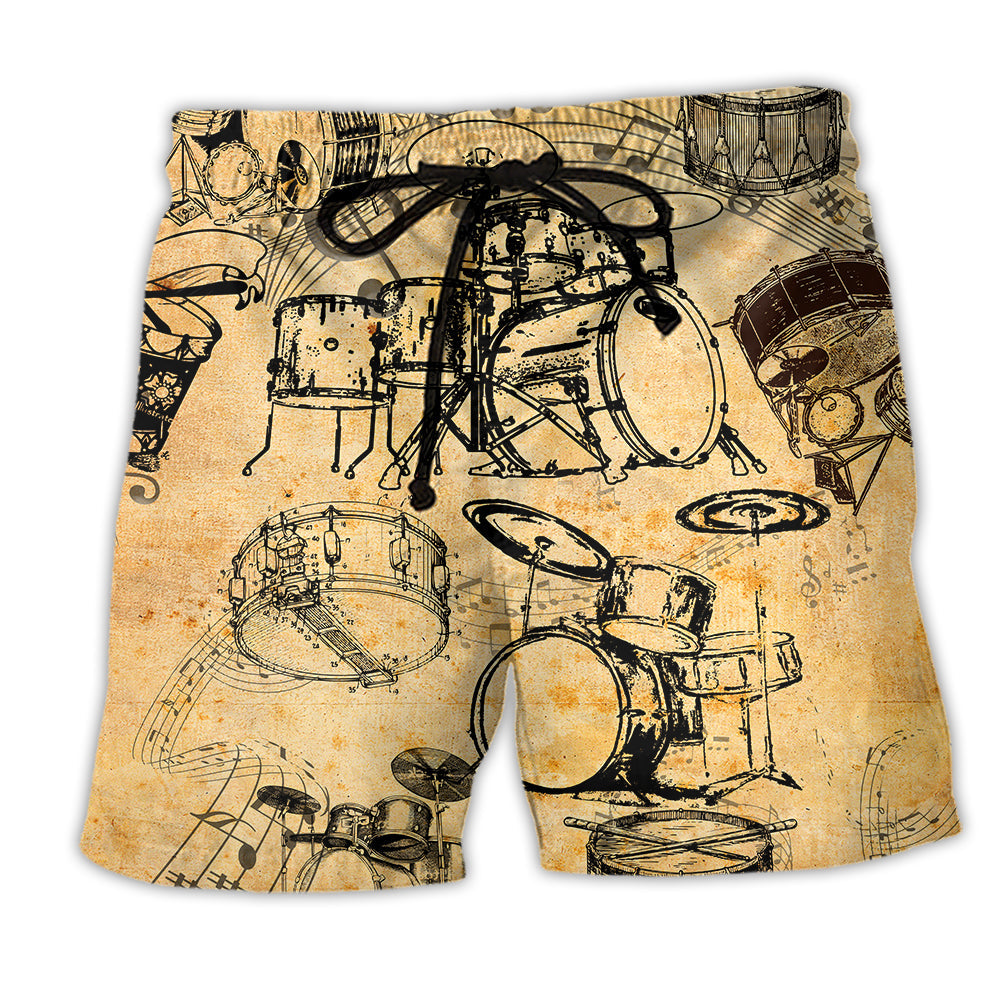 Drum Music Life Vintage Style – Beach Short