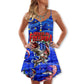 Fishing Hooked On Freedom Christmas – Women's Summer Sleeveless V-Neck Camisole Dress