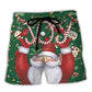 Christmas Santa Joy Green Theme Art – Beach Short