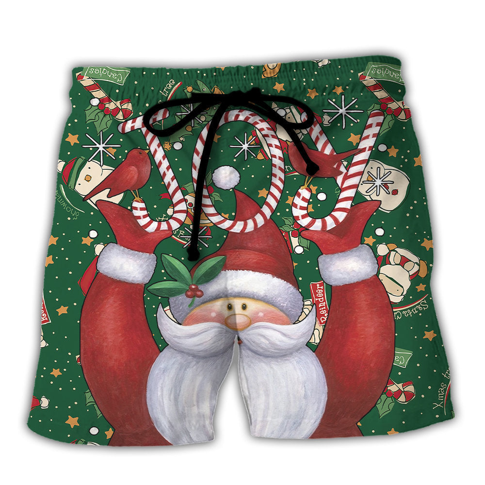 Christmas Santa Joy Green Theme Art – Beach Short