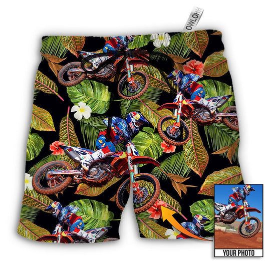 Beach Short / Adults / S Motocross Tropical Flower Custom Photo - Beach Short - Owls Matrix LTD