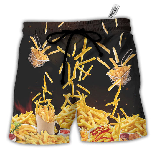 Beach Short / Adults / S Food French Fries Fast Food Delicious - Beach Short - Owls Matrix LTD