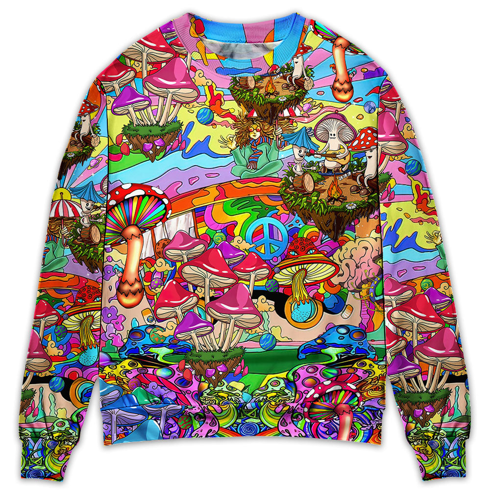 Hippie Mushroom Psychedelic Art Style – Sweater - Ugly Christmas Sweater