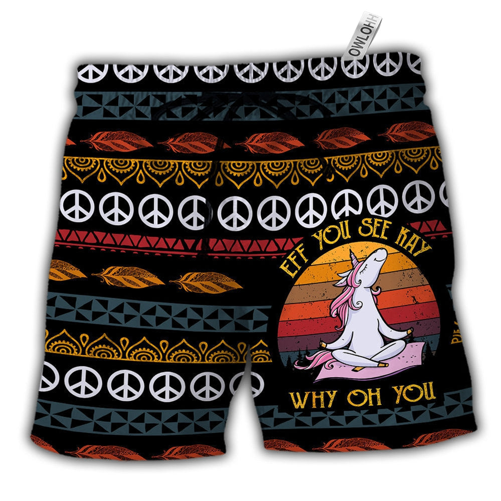 Beach Short / Adults / S Unicorn Eff You See Kay Why Oh You - Beach Short - Owls Matrix LTD