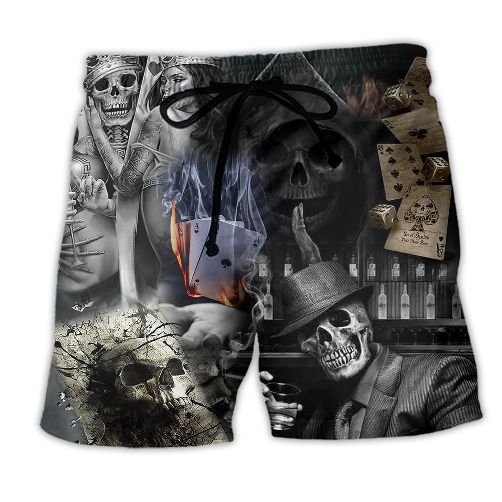 Skull Gambling Game Begins Art – Beach Short