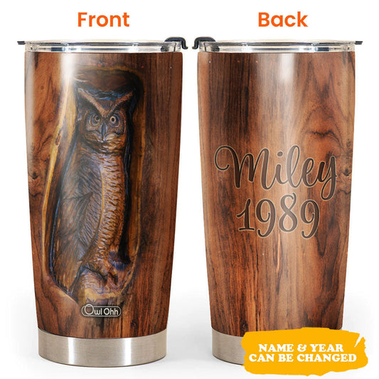 Owl Vintage Wooden Personalized 20 Oz Tumbler