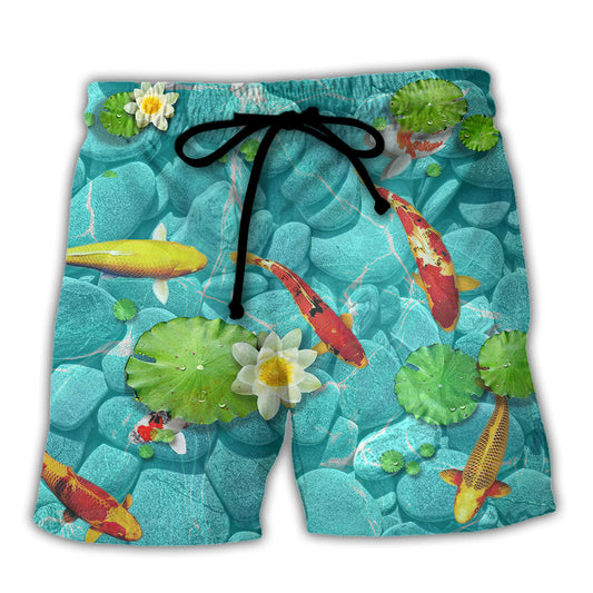 Koi Fish Landscape Art - Beach Short