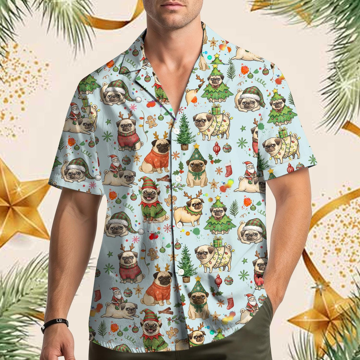 Christmas Pug Funny Dog Festive Holiday – Hawaiian Shirt