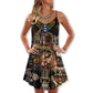Steampunk Cat Keep Calm – Women's Summer Sleeveless V-Neck Camisole Dress