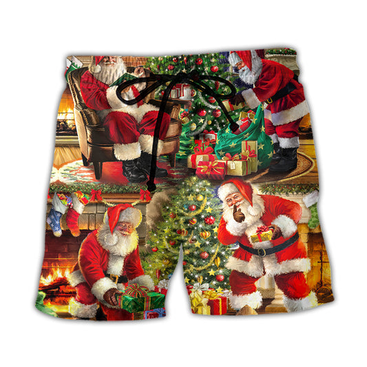 Santa Christmas Story Painting Art - Beach Short