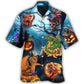 Halloween Dragon And Pumpkin Dark Sky - Hawaiian Shirt