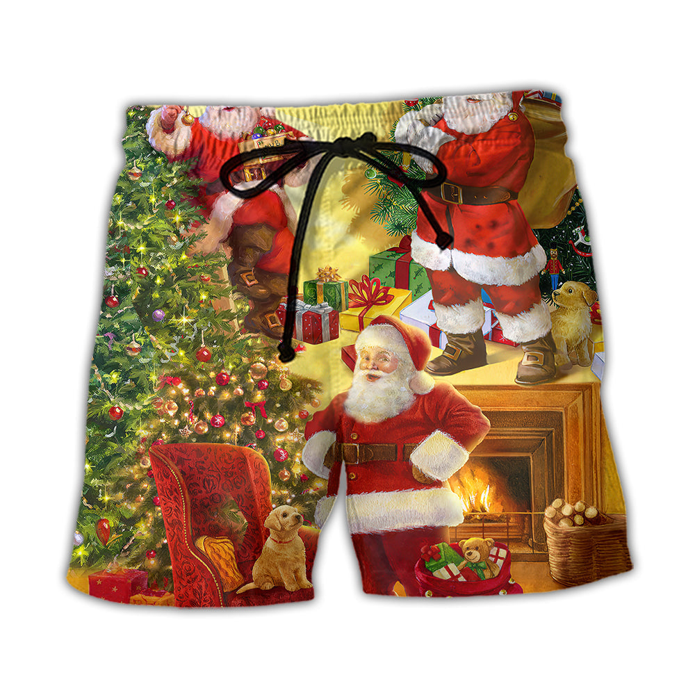 Santa Happy Christmas Art Style - Beach Short