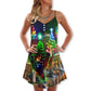 Christmas Lighthouse Merry Holiday – Women's Summer Sleeveless V-Neck Camisole Dress