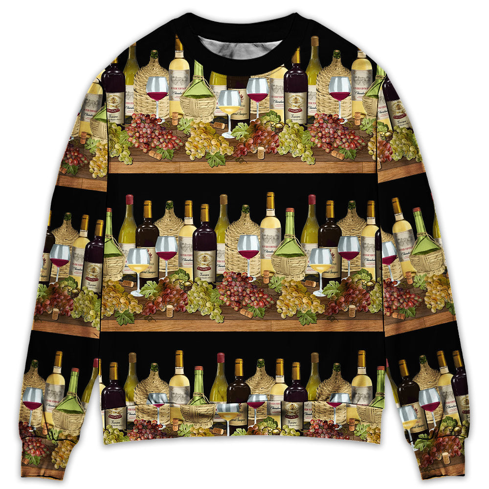 Wine Tasting Border Stripe Style – Sweater - Ugly Christmas Sweater