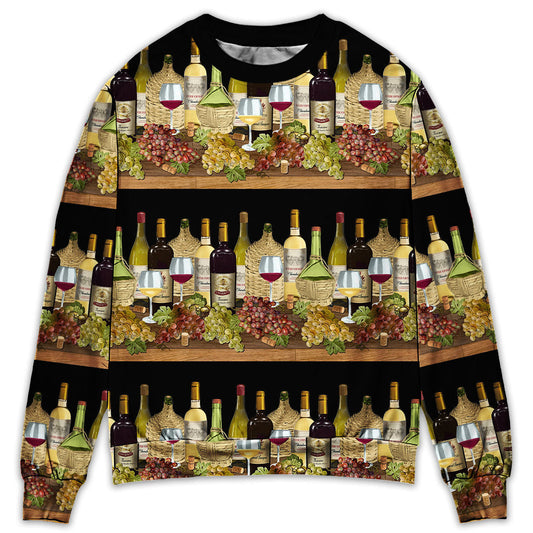 Wine Tasting Border Stripe Style – Sweater - Ugly Christmas Sweater