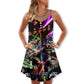 Christmas Tree Neon Snowman – Women's Summer Sleeveless V-Neck Camisole Dress