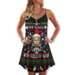 Nordic Skull Glory Holiday – Women's Summer Sleeveless V-Neck Camisole Dress