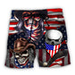 Beach Short / Adults / S Skull Independence Day Cowboy Skull US - Beach Short - BEAS01TNH310522 - Owls Matrix LTD
