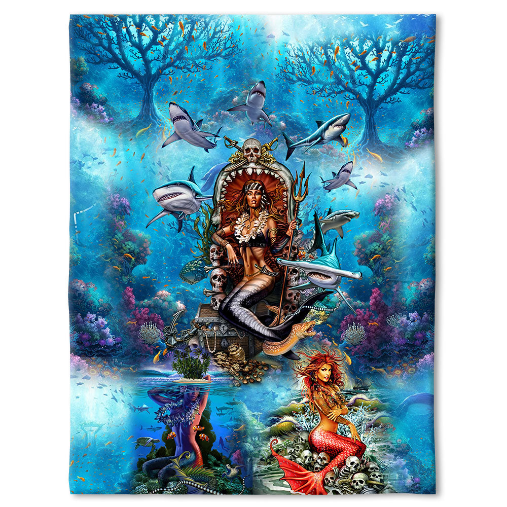 Mermaid Beautiful And Skull 50 x 60 Inch Flannel Blanket For Cozy Bedroom And Sofa Decor