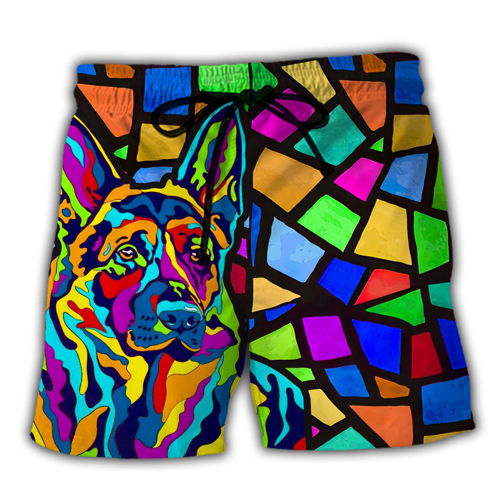 4 / Adults / S German Shepherd Cool Dog Various Style - Beach Short - Owls Matrix LTD