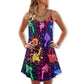 Mushroom Galaxy Rainbow Colorful – Women's Summer Sleeveless V-Neck Camisole Dress
