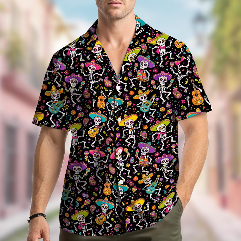 Day Of The Dead Skeleton Sombrero Guitar Fiesta – Hawaiian Shirt