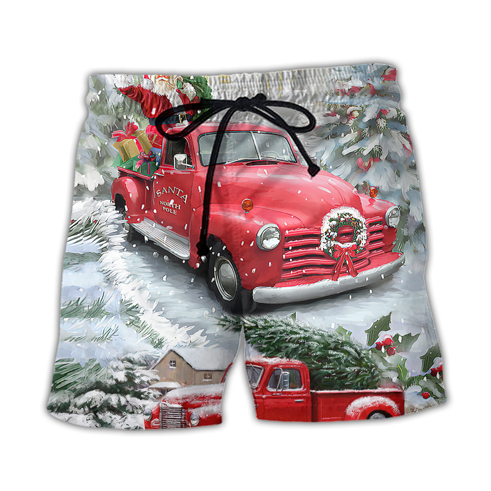 Santa Red Truck Christmas – Beach Short