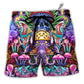 Beach Short / Adults / S Hippie Mushroom And Skull Art - Beach Short - Owls Matrix LTD