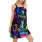 Cool DJ Cat Lifestyle – Women's Summer Sleeveless V-Neck Camisole Dress