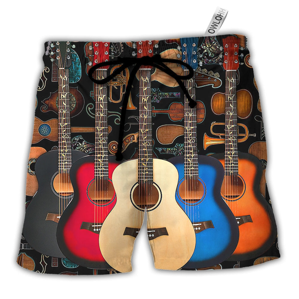 Beach Short / Adults / S Guitar Lover Happy Life With Music - Beach Short - Owls Matrix LTD