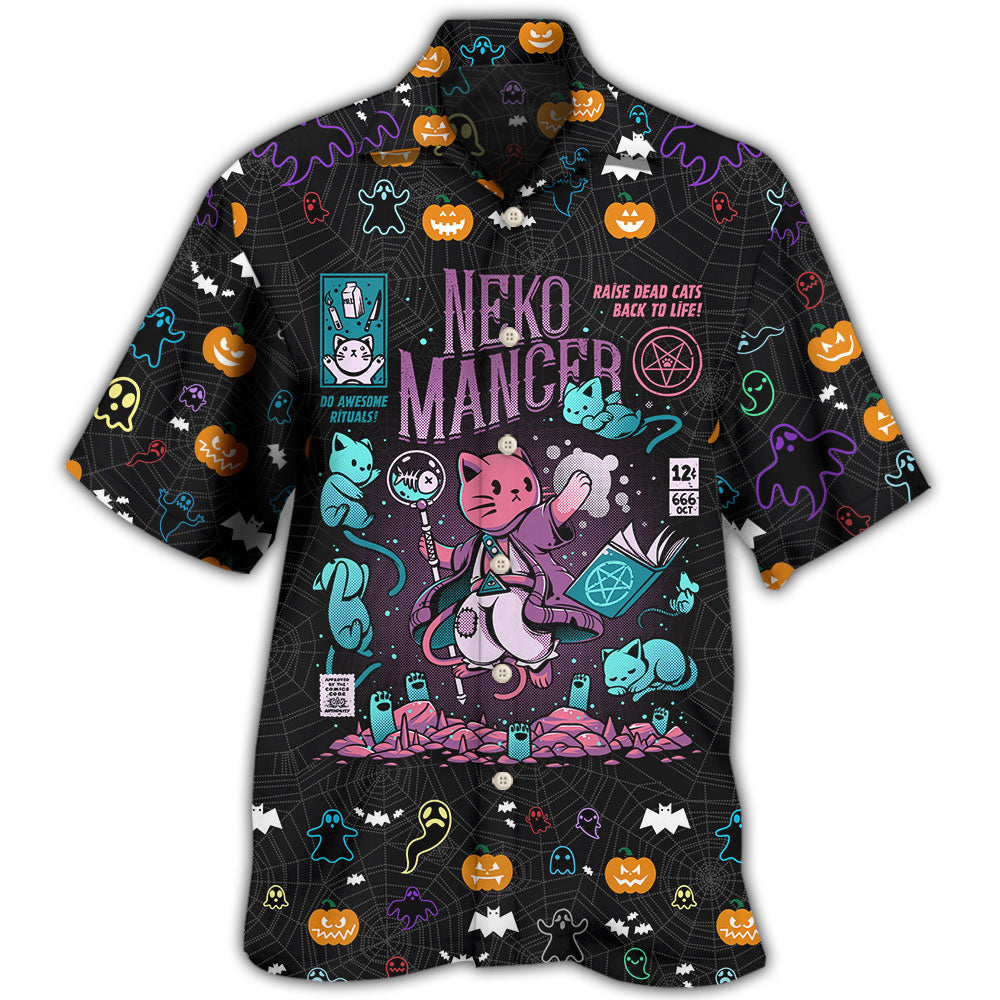 Halloween Mystic Cat Necromancer Art – Hawaiian Shirt