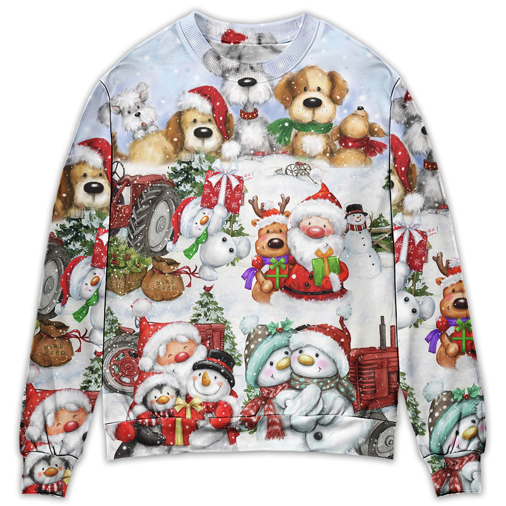 Santa And Snowman Happy Together – Sweater - Ugly Christmas Sweater