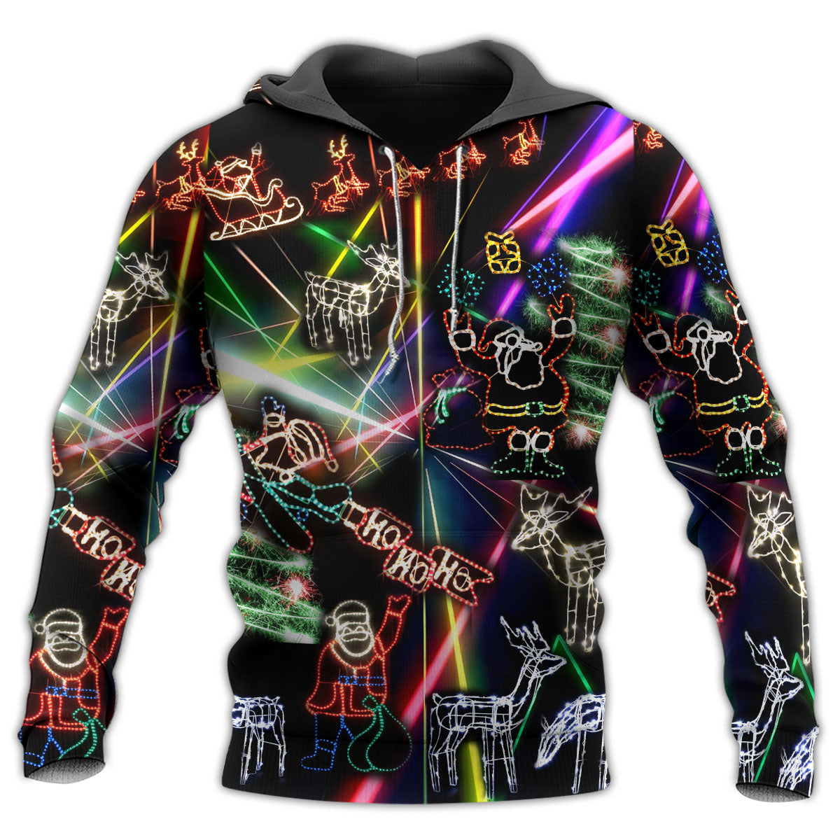 Christmas Tree Snowman Neon Art – 3D Hoodie