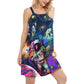 Hippie Galaxy Peace Life – Women's Summer Sleeveless V-Neck Camisole Dress