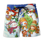 Snowman Merry Christmas Winter Night - Beach Short