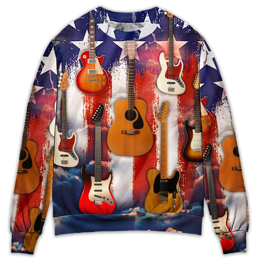 Guitar Independence Day Star Style – Sweater - Ugly Christmas Sweater