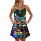 Christmas Neon Car Holiday – Women's Summer Sleeveless V-Neck Camisole Dress