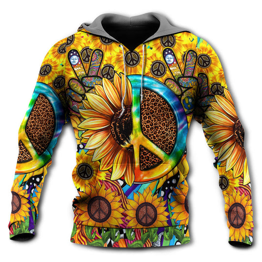 Hippie Sunflowers Peace Sign Style - Hoodie
