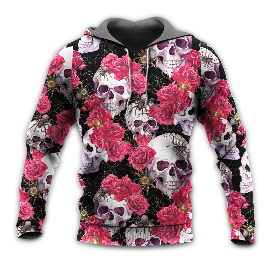 Skull And Roses Artistic Gothic Style - Hoodie