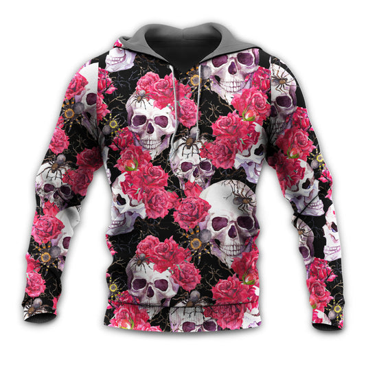 Skull And Roses Artistic Gothic Style - Hoodie