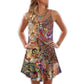 Colorful Cat Art Lover – Women's Summer Sleeveless V-Neck Camisole Dress