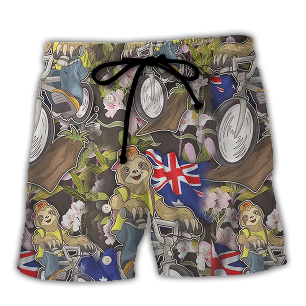 Sloth Australia Cycling Art - Beach Short