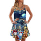 Christmas Snowman Santa Family – Women's Summer Sleeveless V-Neck Camisole Dress
