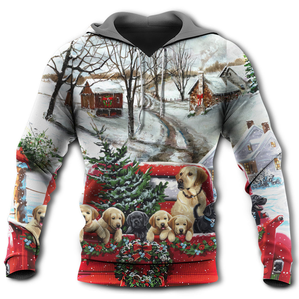 Christmas Dog Coming Home By Truck - Hoodie