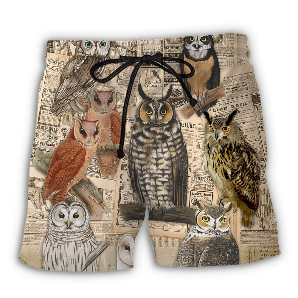 Vintage Owl Paper Art – Beach Short