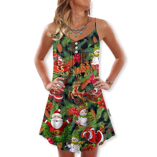 Santa Snowman For Everyone – Women's Summer Sleeveless V-Neck Camisole Dress