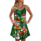 Christmas Love Tiki Funny Style – Women's Summer Sleeveless V-Neck Camisole Dress