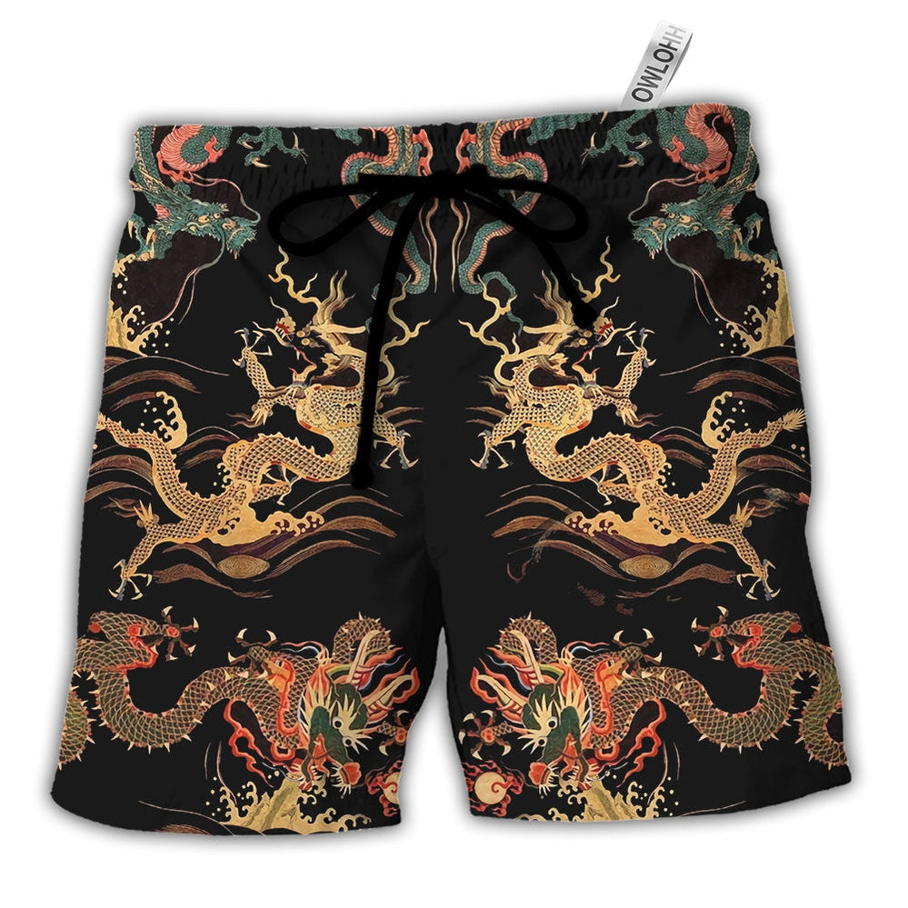Beach Short / Adults / S Dragon Chinese Dragon Royal - Beach Short - Owls Matrix LTD